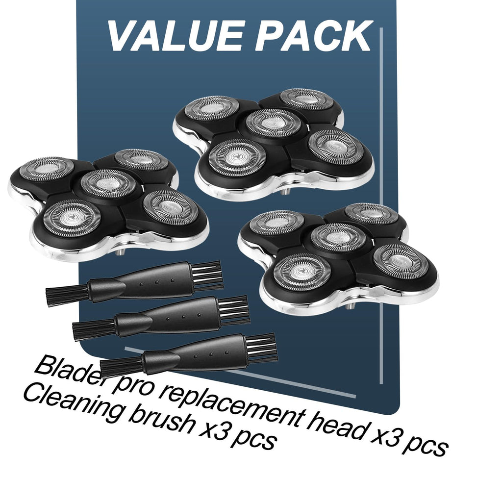 OXSITO 3 Pack 5-Head Replacement Blades for Remingtons XR7000 Balder Pro, Dual Track Flexing Cutters for Bald Head Shaving, Washable Electric Razor Spare Part