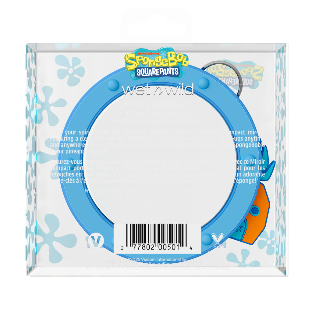 wet n wild Spongebob Collection Mirror & Keychain Set, Fun & Functional Unbreakable Acrylic Design - Always Looking Up