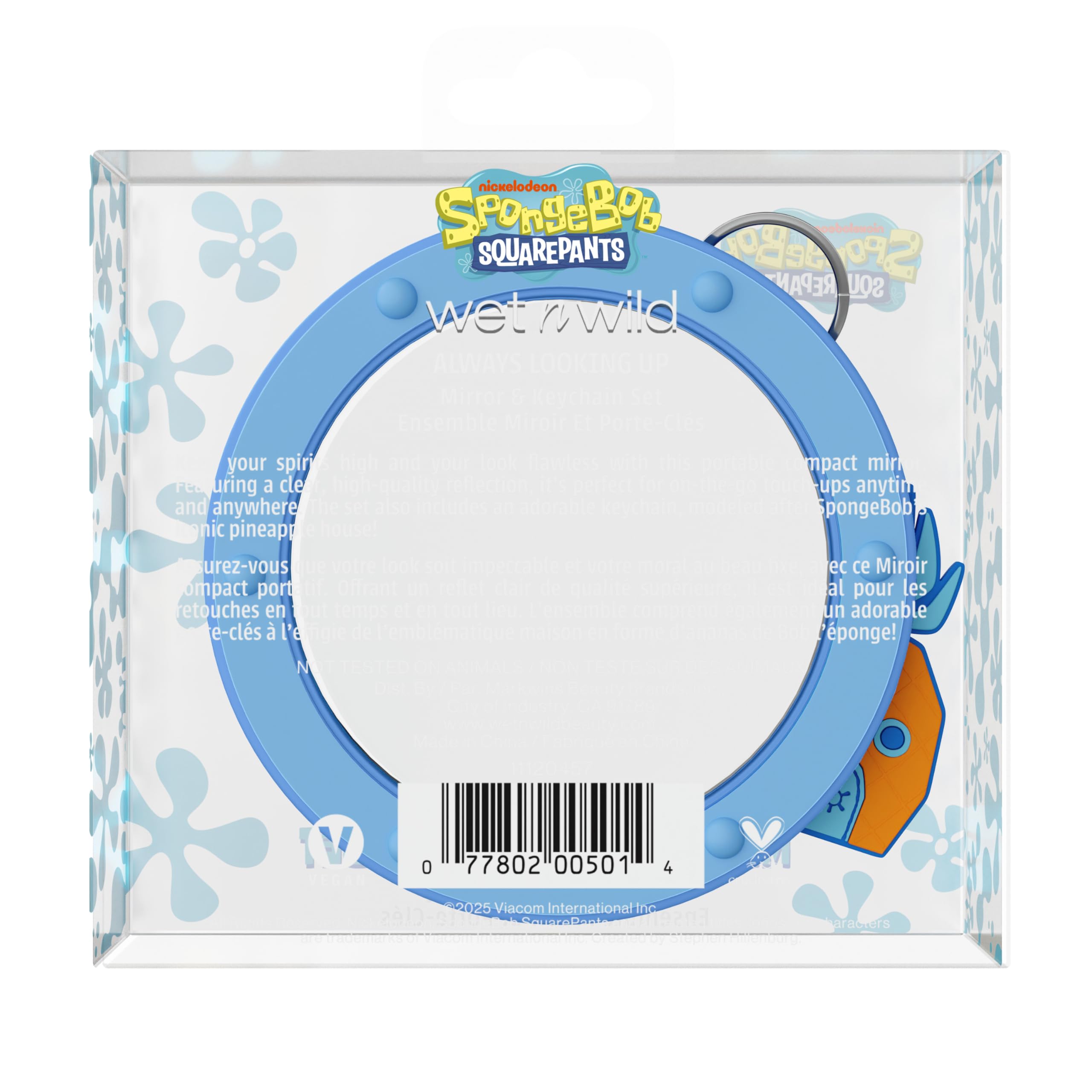 wet n wild Spongebob Collection Mirror & Keychain Set, Fun & Functional Unbreakable Acrylic Design - Always Looking Up