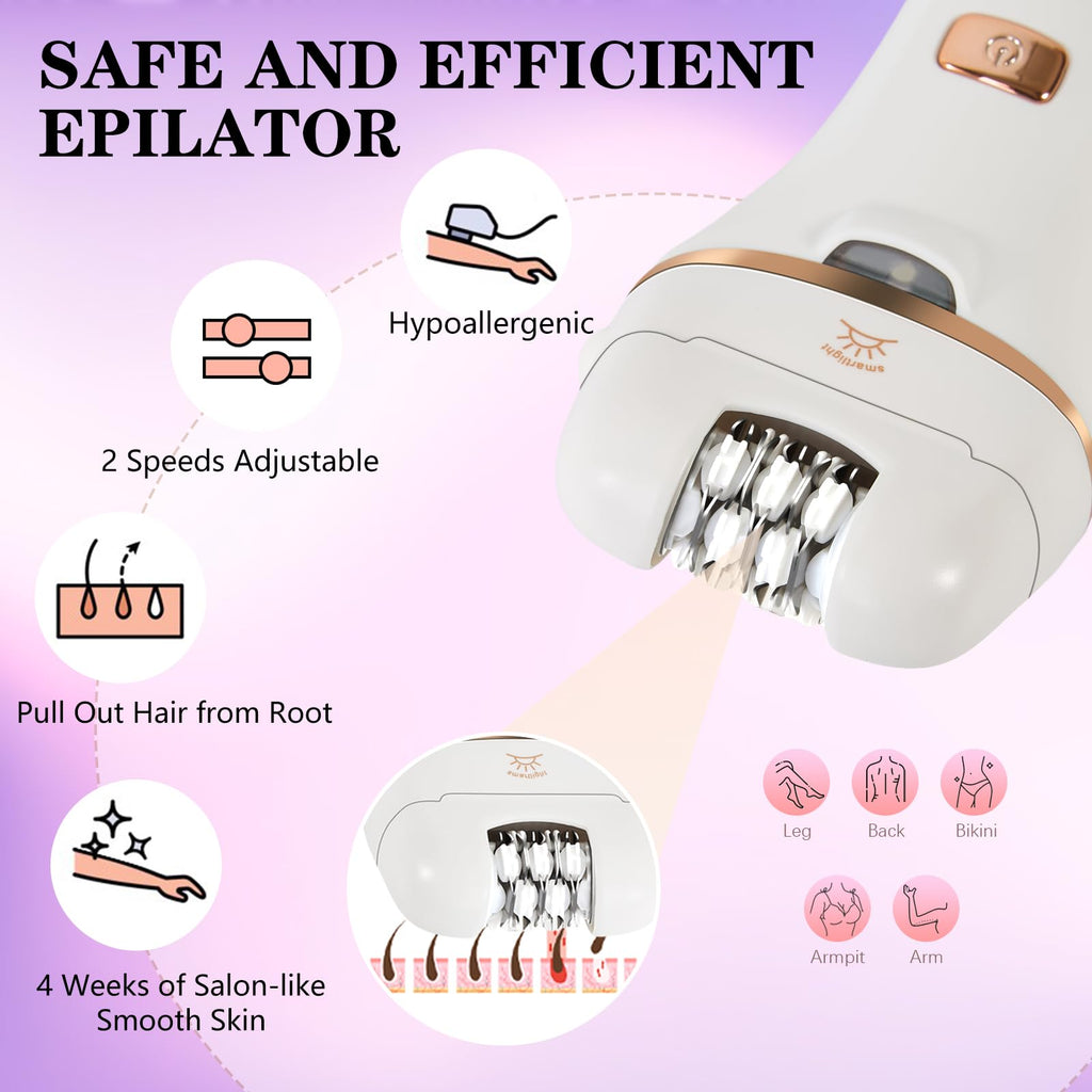 Bikini Trimmer for Women, 4 in 1 Electric Razors for Women Pubic Hair, Epilator and Electric Callus Remover Set, Wet/Dry Use Body Hair Trimmer, Rechargeable Hair Removal for Bikini Legs Underarm Arm