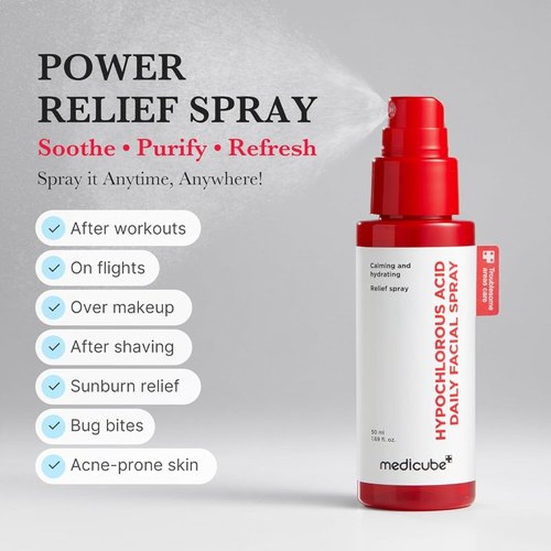 Medicube Power Soothing Spray - Hypochlorous Acid Facial Mist for All Skin Types | 1.69 fl. oz | Daily Calming Solution