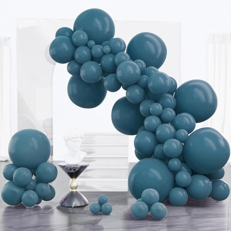PartyWoo Slate Blue Balloons - 100pcs Assorted Sizes for Baby Shower & Birthday Decor | Navy & Dusty Blue