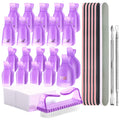 Teenitor Gel Nail Polish Remover Kit - Nail Clips, Remover Pads, Cuticle Peeler, Nail File, Buffer, Brushes & Soak Off Clips for Hands & Toes - Purple