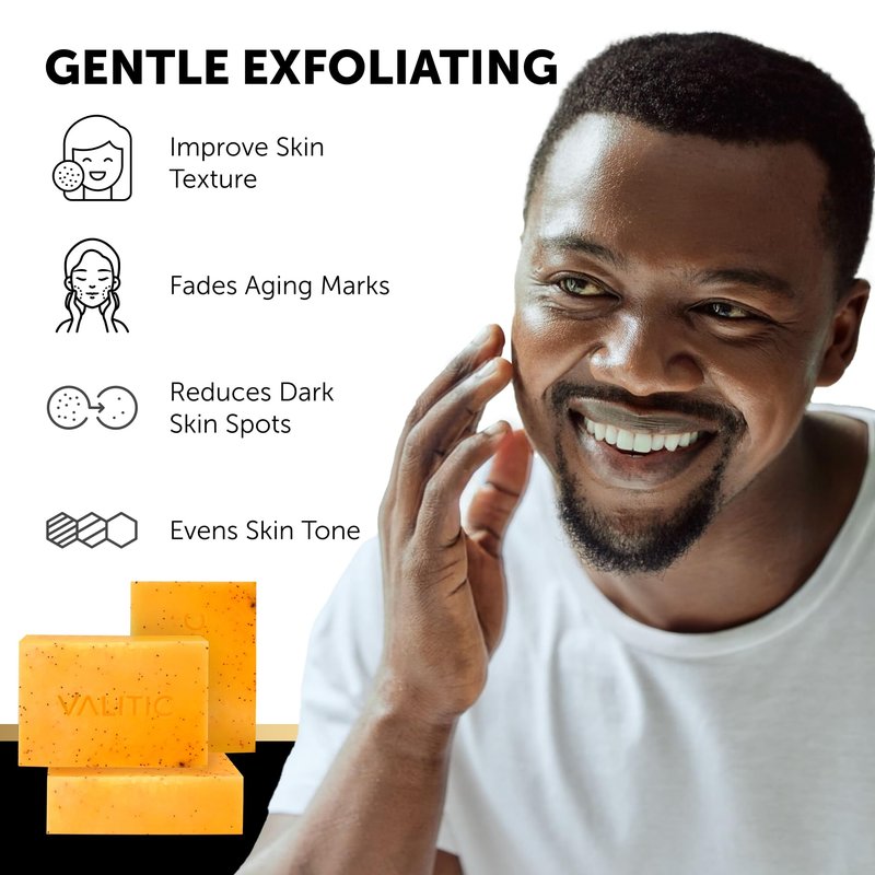 VALITIC Kojic Acid Soap - Turmeric Soap for Dark Spots for Face and Body - Exfoliating Bar for Hyperpigmentation, Skin Tone Corrector with Retinol, Vitamin C, Collagen and Hyaluronic Acid - 2 Pack