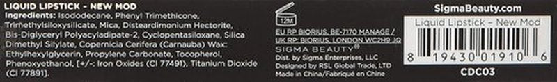 Sigma Beauty Liquid Lipstick - Bold Liquid Matte Formula with Satin Finish | Clean, Vegan, Cruelty-Free (New Mod)