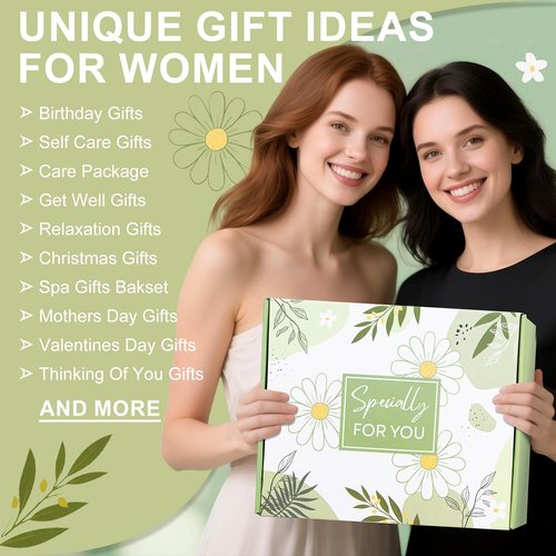 Birthday Gifts for Women, Self Care Gift Get Well Soon Gifts Basket for Women, Flower Relaxing Spa Gift Basket Bath Set,Unique Luxury Self Care Box Gift for Mom Her Wife Sister Girlfriend, Girl Friend