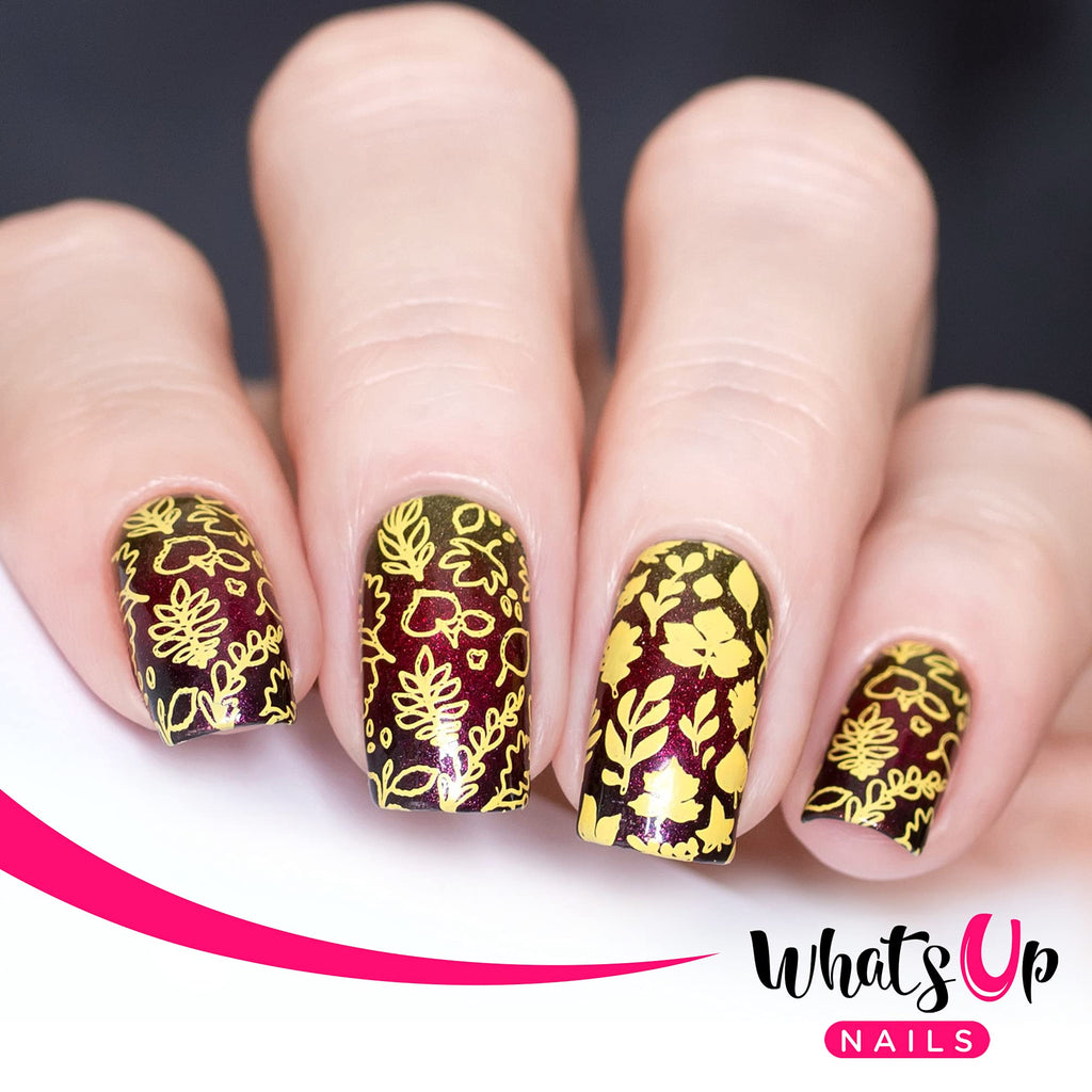Whats Up Nails - Fall Stamping Plates 2 pack (B053, B071) for Autumn Thanksgiving Day Nail Art Design
