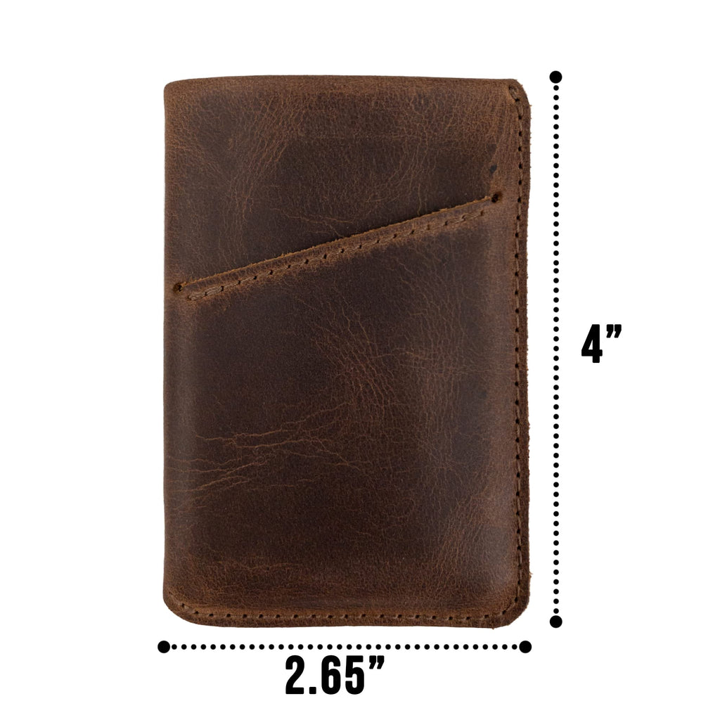 Hide & Drink Vertical Card Sleeve, Holds Cards & Folded Bills, Full Grain Leather, Handmade, Bourbon Brown