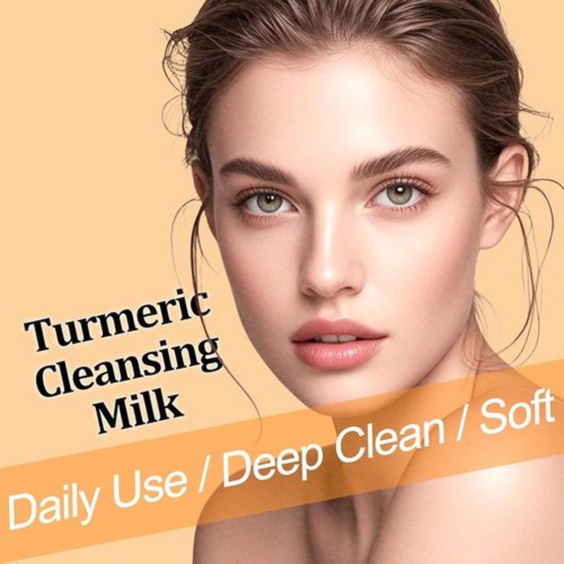 BlueBouff Turmeric Face Wash with Brush,Foaming Face Cleanser, Deep Turmeric Foaming Cleanser for All Skin Types, 100ML (2)