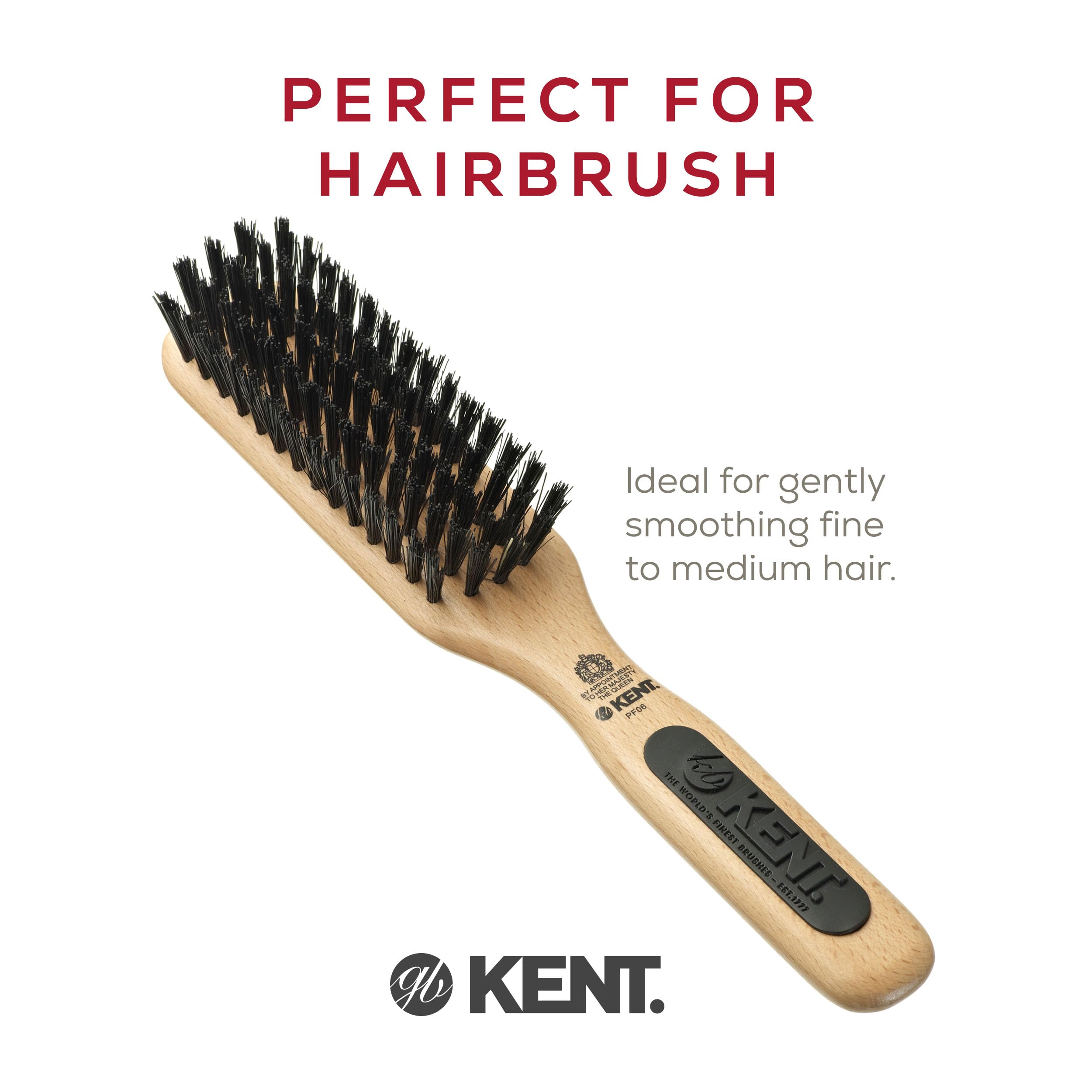 Kent PF06 Narrow Bristle Nylon Mix Hair Brush - Straightening and Styling Brush for Short to Medium Length Hair, Travel Hair Brush,For shining and Smoothing Brush. Made in England