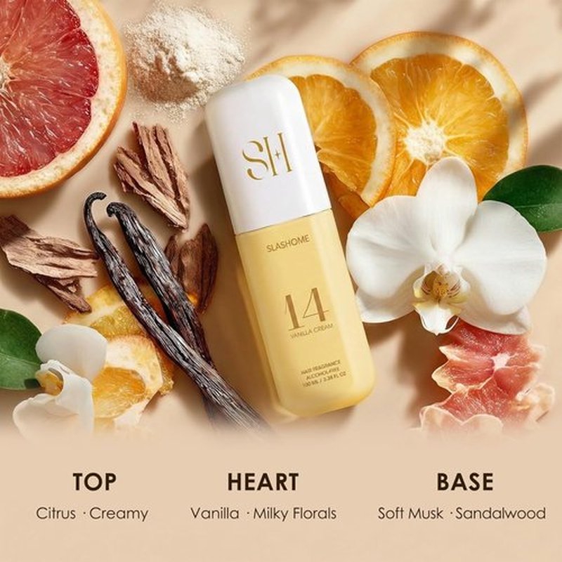 Hair Perfume for Women – Vanilla Cream, Alcohol-Free Soft & Moist Deodorizing Hair Spray & Body Mist, Long-Lasting Clean Fragrance for Hair, Wigs & Fabric, Valentine’s Day Gift, 100ml / 3.38 fl oz