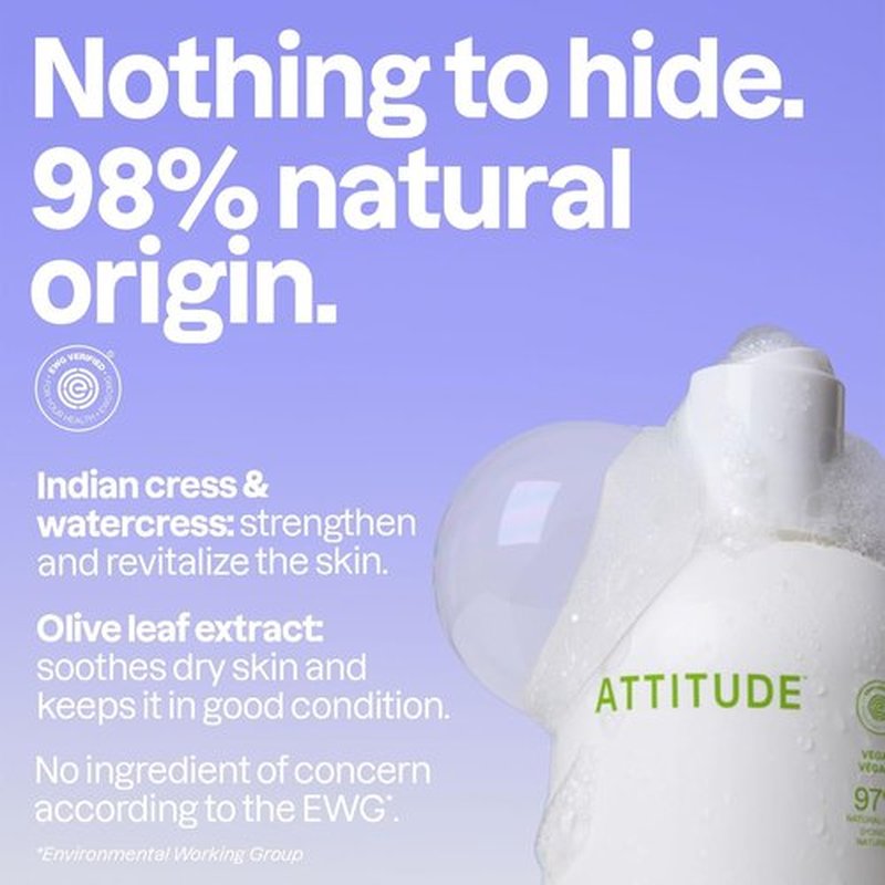 ATTITUDE Bubble Bath - EWG Verified, Plant-Based & Vegan Formula | Pear & Amber Scent, 16 Fl Oz