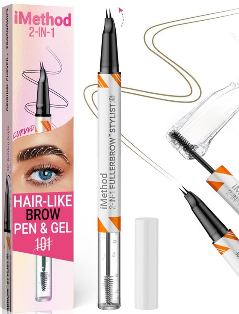 iMethod Curved Eyebrow Pen and Eyebrow Gel - Eyebrow Pencils for Women with Natural Hair Like Strokes, Brow Gel Clear for Soft Full Brows, Waterproof, All-Day Defined, Light Brown