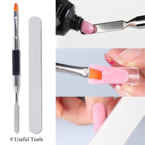 FSpronail Dual Nail Forms Kit 288Pcs Polygel Nail Tips 12 Styles Poly Gel Nail Forms Reusable Stiletto Coffin French Acrylic Nail Extension Molds with Accessories - for Beginners