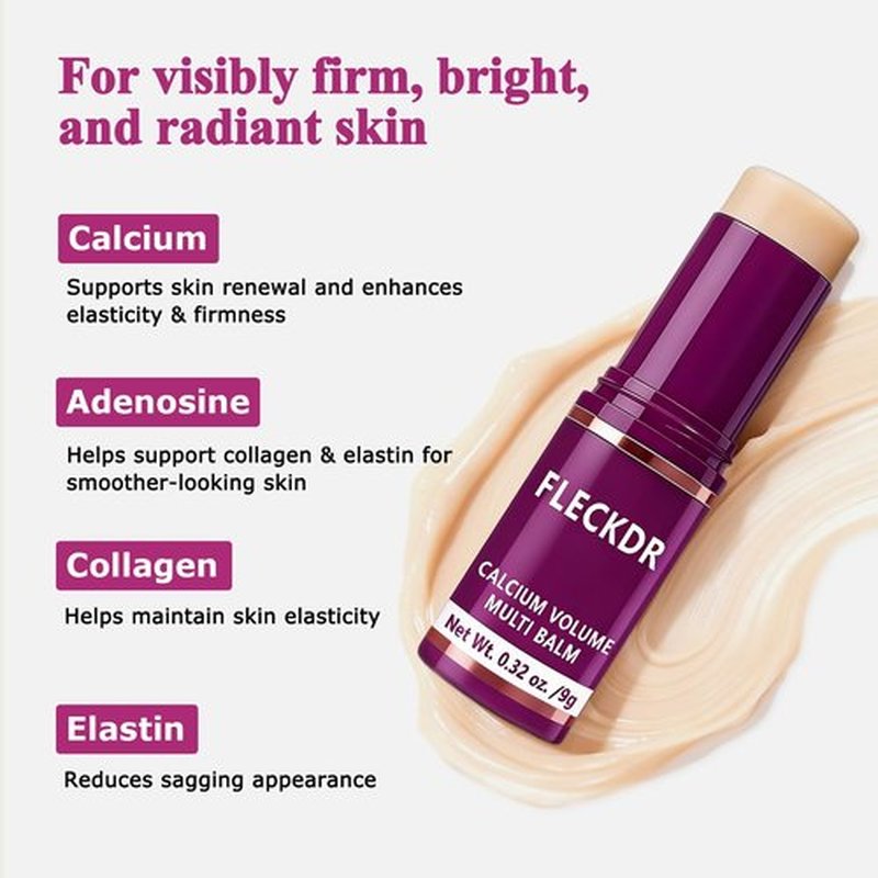 FLECKDR Calcium Multi Balm Stick, Firms & Smooths Fine Lines, Hydrates Face, Eyes, Lips & Neck with Vitamin E & Macadamia Oil, Suitable for All Skin Types, 0.32 oz (Pack of 2)