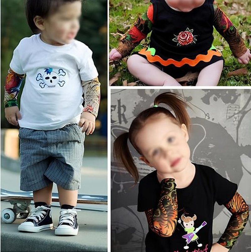 iToolai Kids Temporary Tattoo Sleeves,Fake Slip on Arm Sunscreen Sleeves for Boys and Girls,10pcs