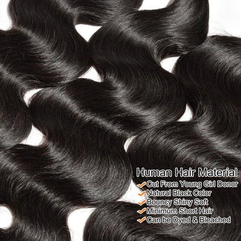 12A Human Hair Bundles 18 18 18 Inch Raw Body Wave 3 Bundles Human Hair 100% Unprocessed Brazilian Virgin Hair Quick Weave Extensions Natural Black
