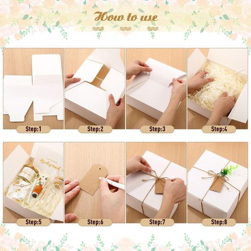 Teenyyou 60 Pcs Bridesmaid Proposal Gifts Bridesmaid Box Set, Maid of Honor Gifts Include Box Glass Cup Candle Cards Hair Ties Knotted Bracelets Hand Cream Diamond Pens(White)