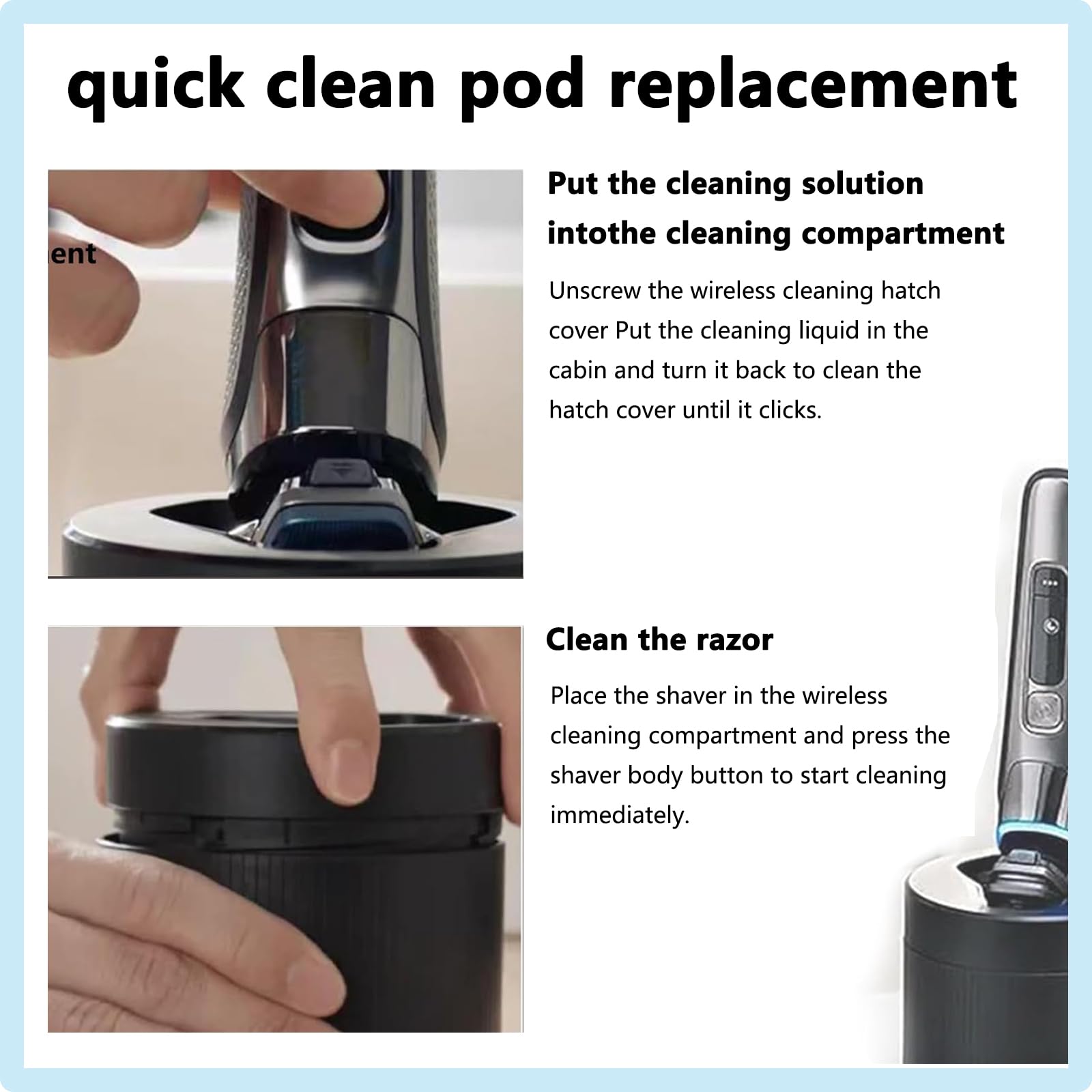 Quick Clean Pod Compatible with Philips Norelco 2nd Generation Series 7000 and Series 5000 Series 9000 Angular polygon Shavers,for Philips Norelco Cleaning Pod