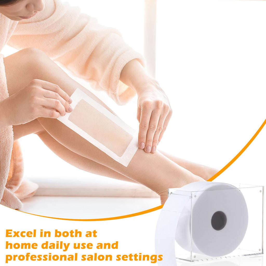 200 Pcs Non-Woven Wax Strip 2.8" X 44 Yards Pre-Cut Wax Strips with Acrylic Holder 1 Roll Epilating Wax Strips Waxing Paper Sheets for Body Legs Lint-Free Air Removal Paper for Home Professional Salon