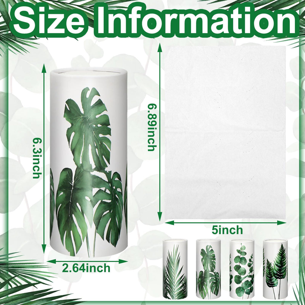 Zonon 8 Pcs Greenery Car Tissue Cylinder with 3-ply Facial Tissue Bulk Round Tissues Holder Box Spring Travel Cylinders Tubes for Car Decoration with 50 Sheets for Cup Holder Round Container