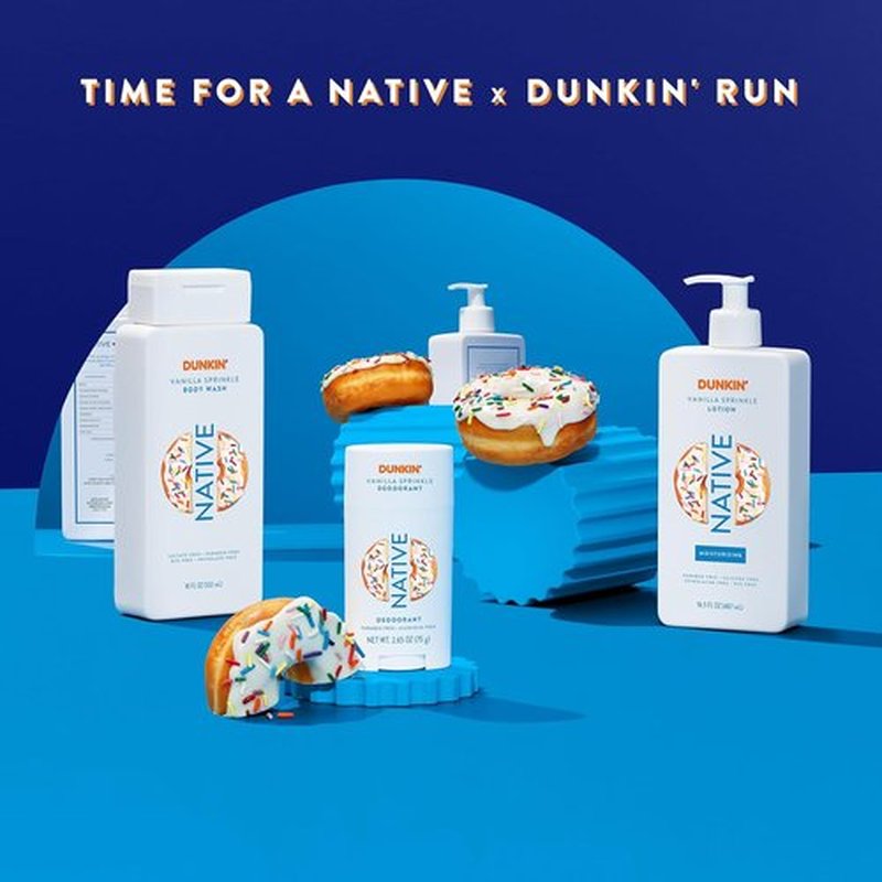 Native Deodorant - Limited Dunkin Donuts Edition | Aluminum-Free, Probiotic Formula | Vanilla Sprinkle 2.65oz