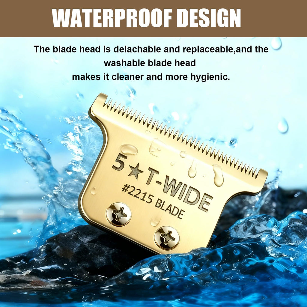 Replacement 2215 T Wide Blades Adjustable Trimmer Blade compatible with Wahl Professional 5 Star Series 8081 and 8171 Hair Clippers Blades-Model 2215 (2Pcs Gold)