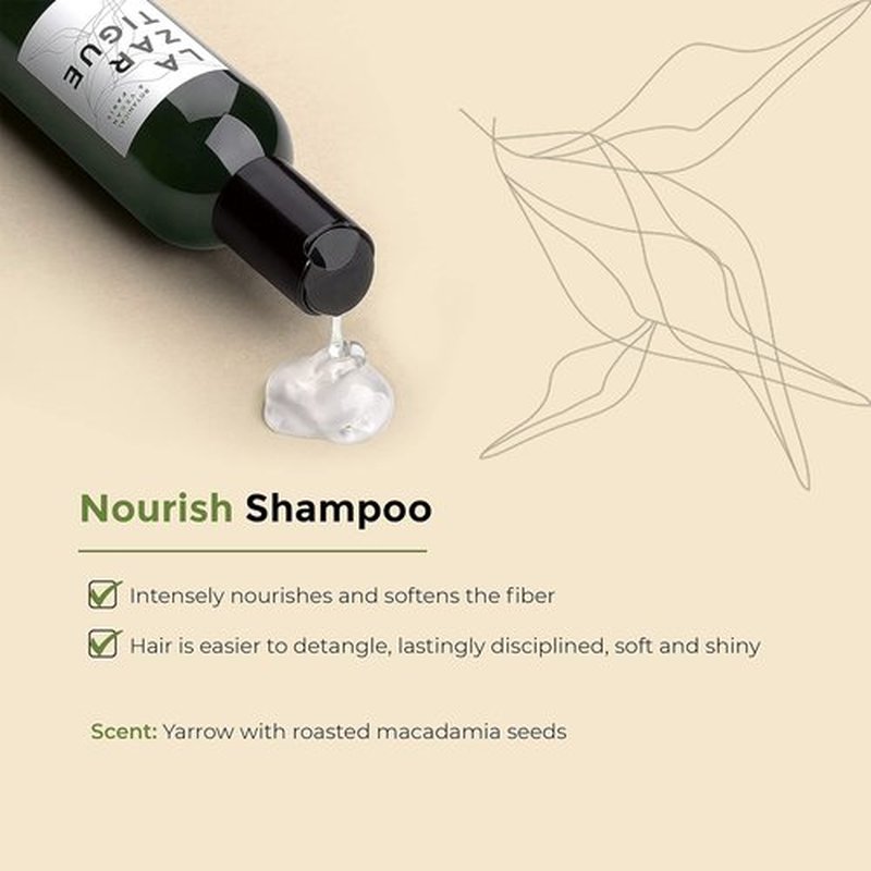 Lazartigue Nourish Shampoo - Intense Hydration with Shea & Babassu Butters | Vegan & Sulfate-Free, 8.4 Fl Oz