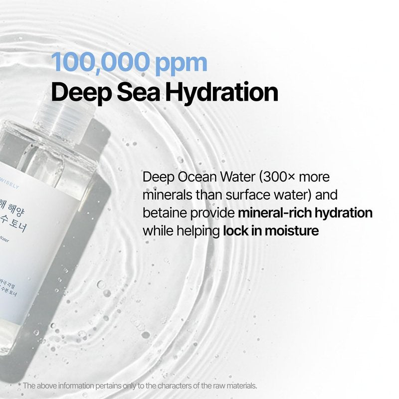 WISELY East Sea Deep Ocean Water Toner | Calming, Gentle Exfoliator, Deep Sea Water for Hydrating, Soft Finish, Korean Facial Toner & Astringent for Men and Women (200ml / 6.7 fl. oz.)