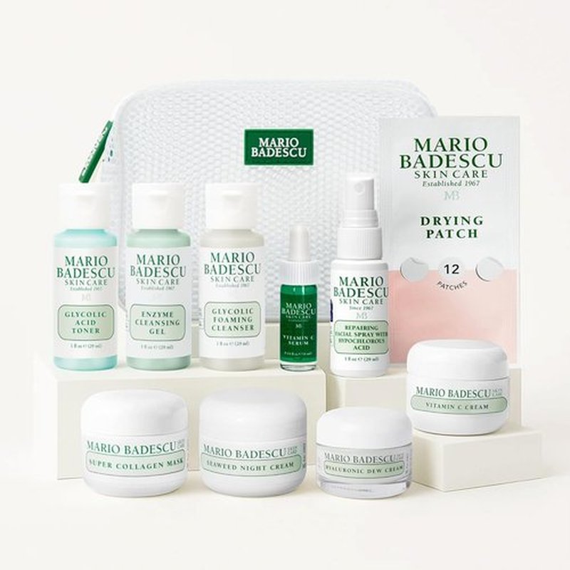 A Little Bit of Mario 10-Piece Skincare Kit | Vitamin C Serum, Glycolic Acid Toner & More - Brightening, Anti-Aging, Hydration