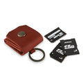 Leather SD Card Holder Keychain, SD Card Case Key Fob, Micro SD Card Holder Organizer, SD Card Storage Case, Memory Card Case Cover, Travel Memory Card Case (Cognac)