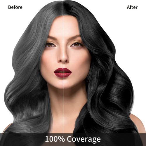 KINGMING Black Hair Dye Shampoo for Gray Coverage, 3 in 1 Herbal Instant color with 100% Cover for Women & Men (500ml)