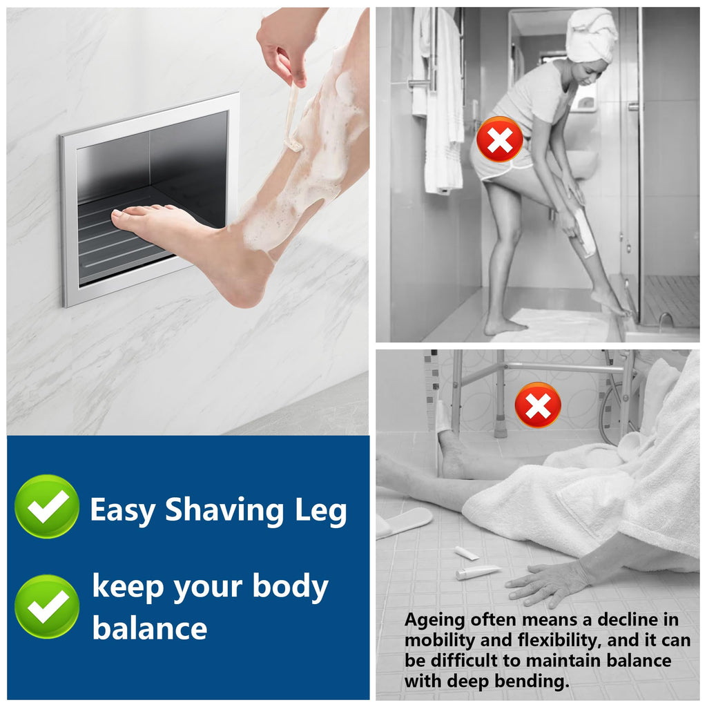 Qeke Shower Foot Rest for Shaving Legs, Matte White, 5.9"X 4.8"