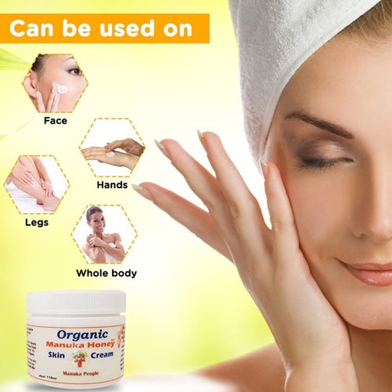 Organic Manuka Honey Skin Moisturizer Cream for Sensitive Dry Skin, Honey Relief for All Ages, Natural Moisturizer Cream for Face and Body, Made in Canada (4 OZ)