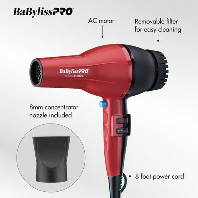 BaBylissPRO Turbo Hair Dryer - Powerful 2000 Watts for Fast Drying | Lightweight & Compact Design