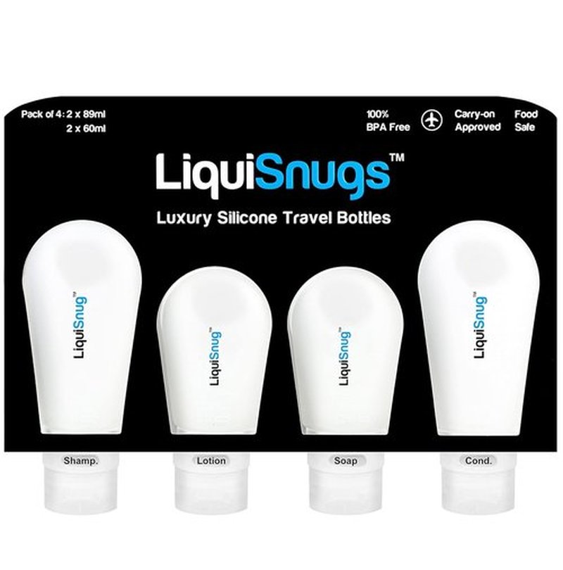 LiquiSnugs Premium Silicone Travel Bottles - Leak Proof & TSA Approved | Adjustable Labels & Suction Cups