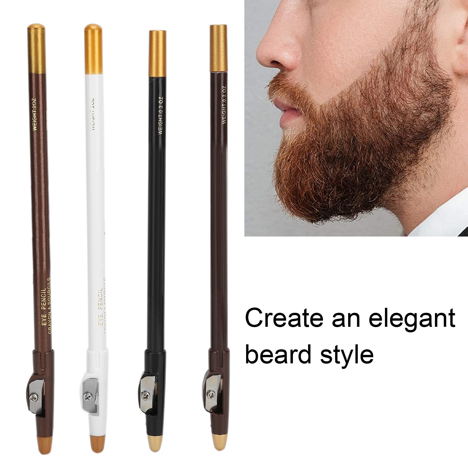 Fayelume 4PCS Barber Pencil, Beard Pencil, Beard Pen Suitable for Trimming the Contour of the Beard and Outlining the Hairline