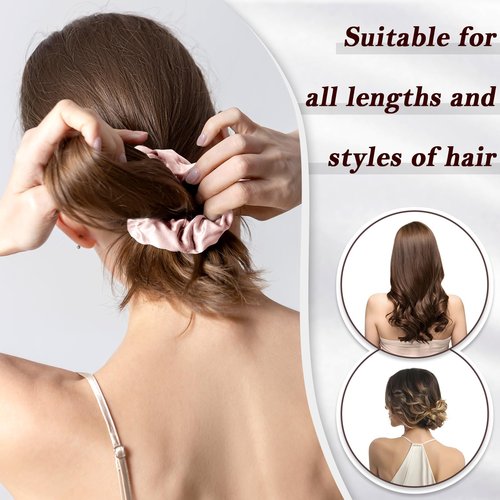 DAISYSILK 100% Mulberry Silk Scrunchie, Large Silk Hair Tie for Women, Soft Hair Accessory, Prevents Frizz, 1Pc, Pink