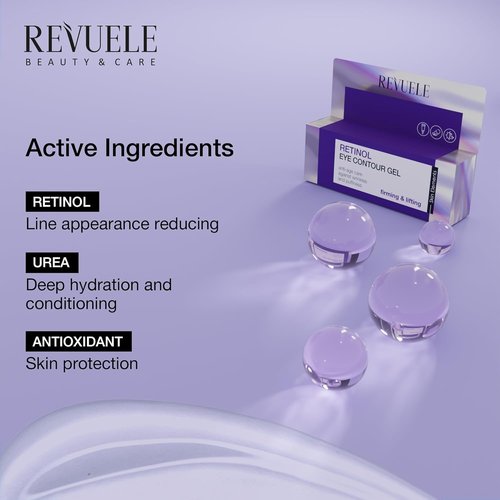 Revuele Retinol Eye Contour Gel - Anti-Aging Formula for Fine Lines, Puffiness & Dark Circles | 0.85 fl. oz.