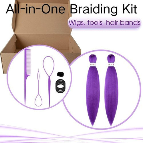 26in Long Purple Hair Extensions for Braids: Pre Stretched Purple Braid Wigs, Jumbo Braiding Hair for Women Themed Dress Up Party Cosplay Birthday Halloween Costume Wig (26in, Count, 2)