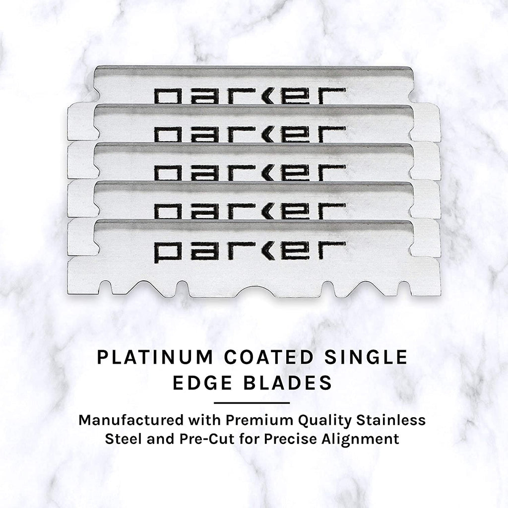 Parker Premium Platinum 1/2 Blades, ** 200 Count **, For Professional Barber Razors, Shavette Razors and Disposable Blade Straight Razors that accept Half of a Double Edge Razor Blade