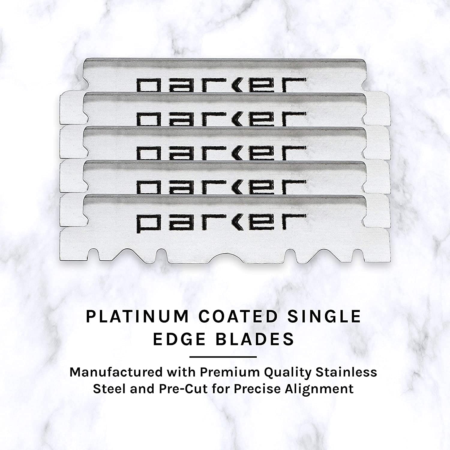 Parker Premium Platinum 1/2 Blades, ** 200 Count **, For Professional Barber Razors, Shavette Razors and Disposable Blade Straight Razors that accept Half of a Double Edge Razor Blade