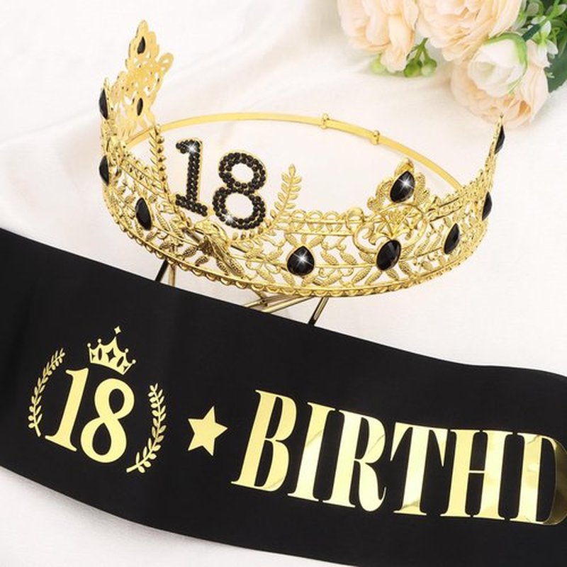 CIEHER Birthday King Crown & Birthday King Sash for Men Boys (18th Birthday)