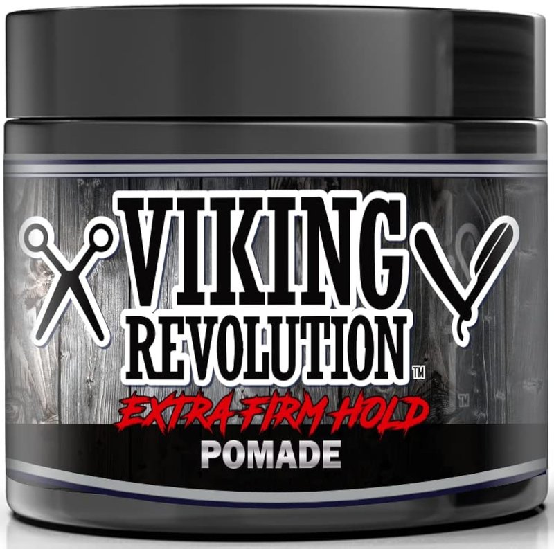 Viking Revolution Extreme Hold Pomade for Men - Extra Firm Hold & High Shine - Easy Wash Out, 4oz
