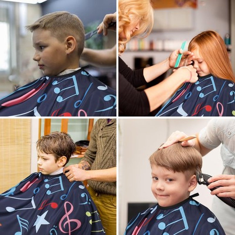 Professional Hair Cutting Cape with Neck Duster Brush, Waterproof Salon Barber Cape with snaps, Barber Accessories for Men, Women and Kids(Music Notation)