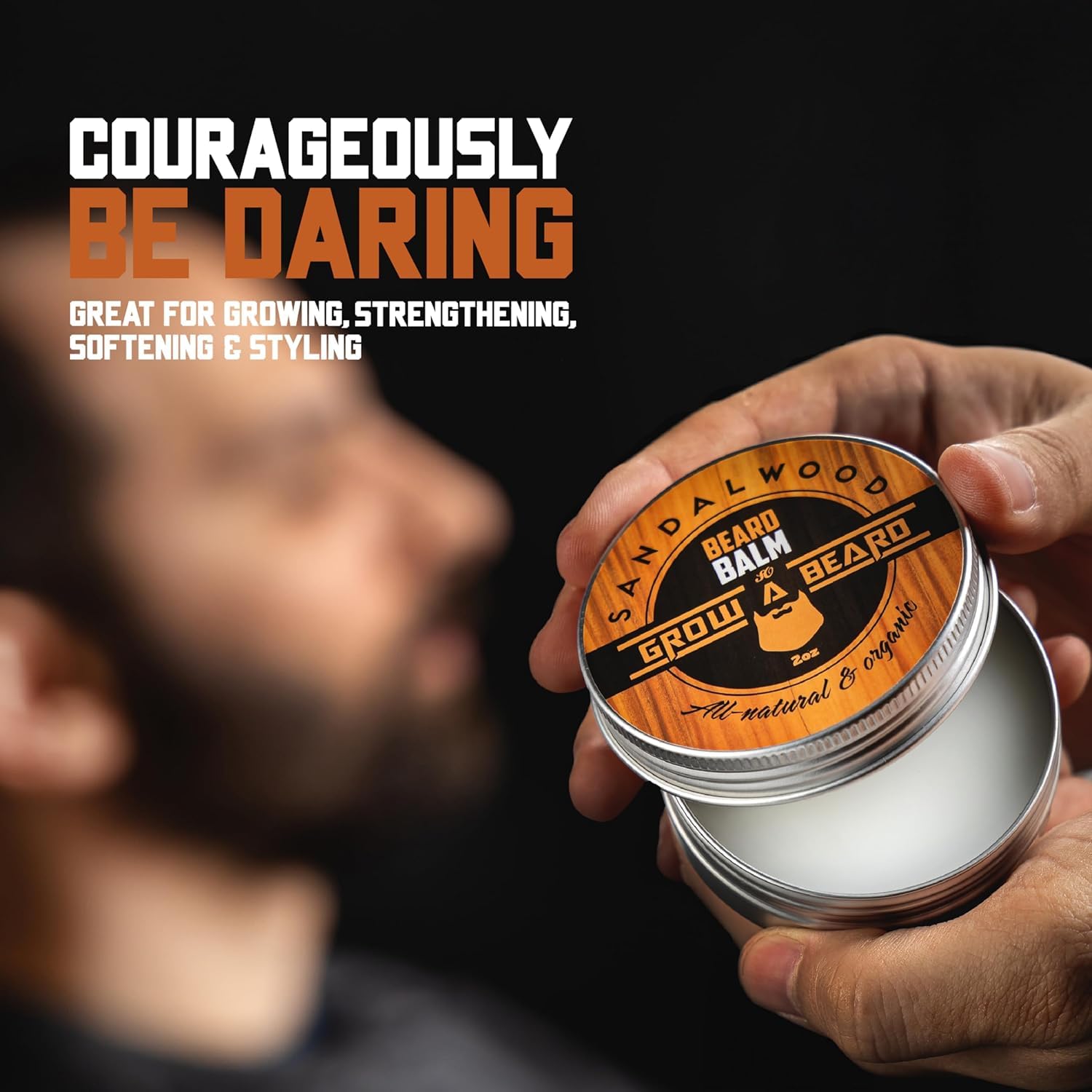 Beard Balm for Men, 2oz Sandalwood & 2oz Citrus Scent, w/Jojoba Oil & Shea Butter, Styling Cream for Men, Moisturizer & Softener, Beard Care Leave in Conditioner (2 Pack) (Balm)