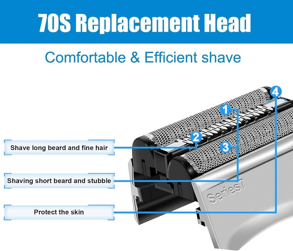 2PCS 70S Series 7Replacement Head Compatible with Series 7 Shavers 70s 720,750CC, 760CC,790CC,9565 Foil Shaver