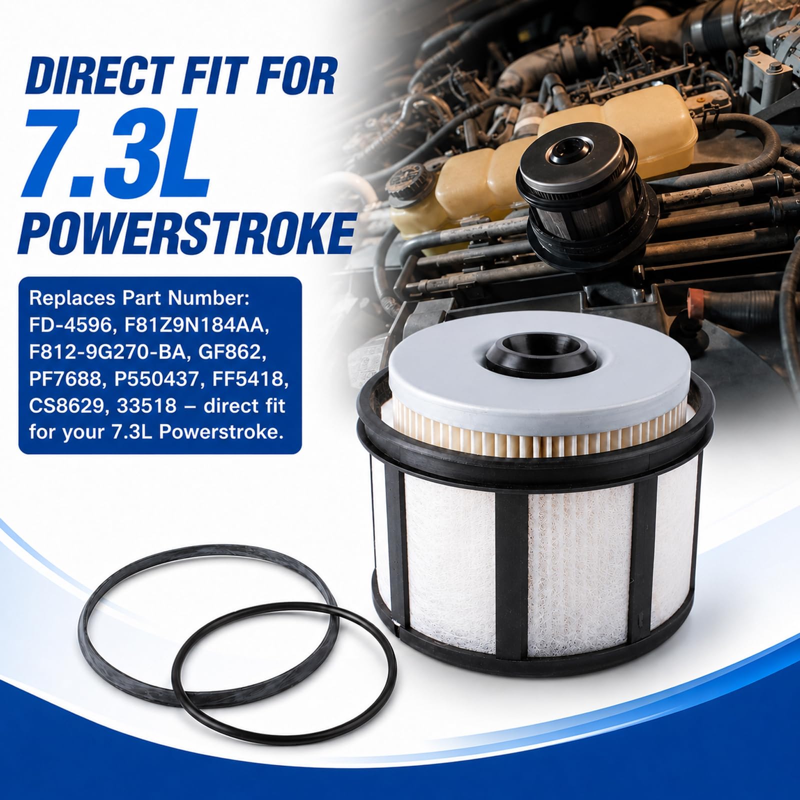 3pcs FD4596 Fuel Filter For 7.3L Diesel - Compatible with 1999-2003 Ford E350 F250 F350 F450, Fits for 2000-2003 E450 Excursion, 2002-2003 E550 Super Duty - Replaces FD-4596, F81Z9N184AA