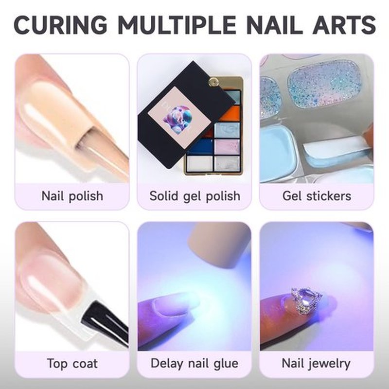 DUKASOU Handheld UV Light for Gel Nails, Portable Mini Nail Light, LED Nail Polish Curing Lamps for Gel Polish, Cordless Rechargeable Nail Dryer with USB for Home DIY Nail Art