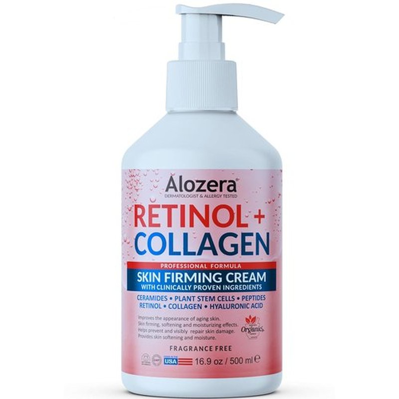 Alozera Retinol Collagen Face & Body Lotion - Non-Greasy, Lightweight Moisturizer for Aging Skin | 16.9 oz